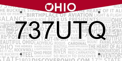 737UTQ Ohio License Plate
