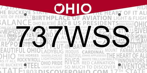 737WSS Ohio License Plate