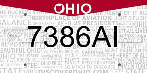 7386AI Ohio License Plate