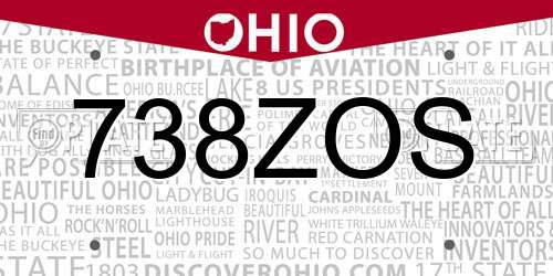 738ZOS Ohio License Plate