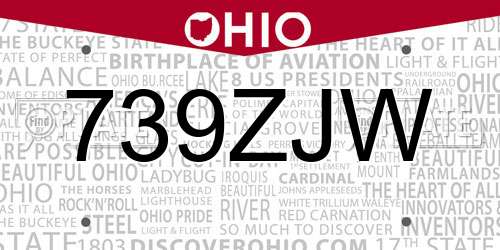 739ZJW Ohio License Plate