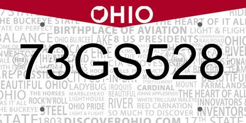 73GS528 Ohio License Plate
