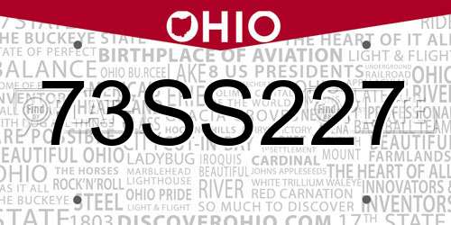 73SS227 Ohio License Plate
