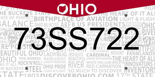 73SS722 Ohio License Plate
