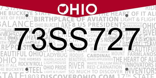 73SS727 Ohio License Plate