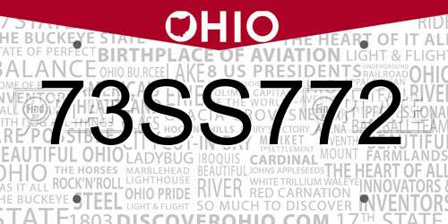 73SS772 Ohio License Plate