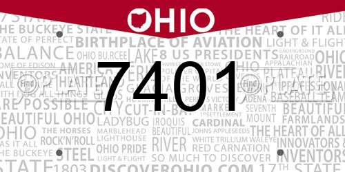 7401 Ohio License Plate