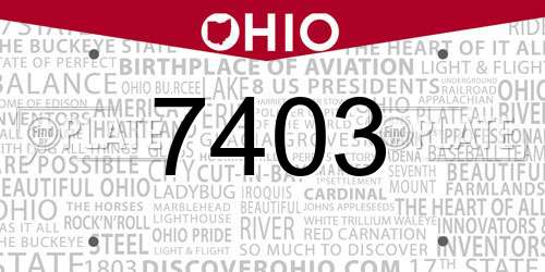 7403 Ohio License Plate