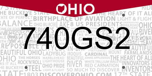 740GS2 Ohio License Plate