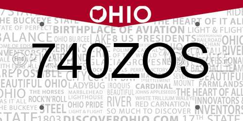 740ZOS Ohio License Plate