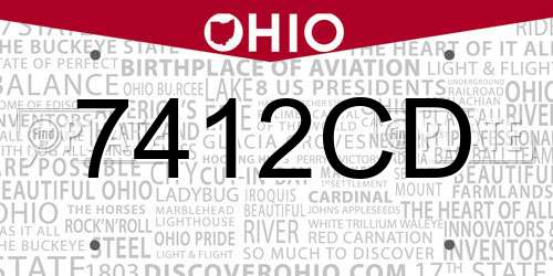 7412CD Ohio License Plate