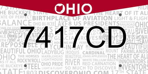 7417CD Ohio License Plate