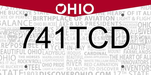 741TCD Ohio License Plate