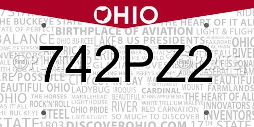 742PZ2 Ohio License Plate