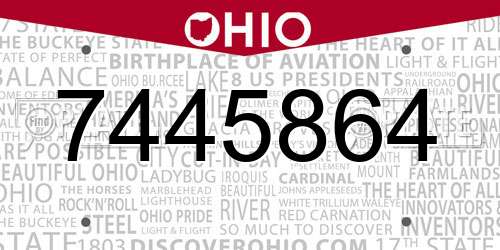 7445864 Ohio License Plate