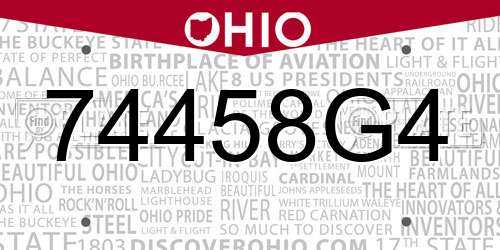 74458G4 Ohio License Plate