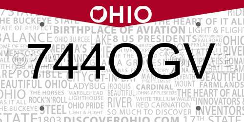 744OGV Ohio License Plate