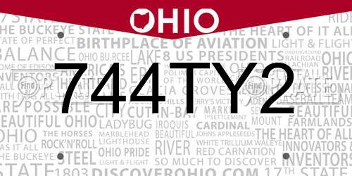 744TY2 Ohio License Plate