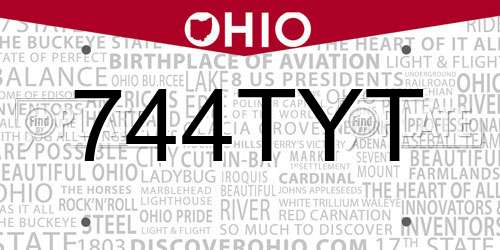744TYT Ohio License Plate