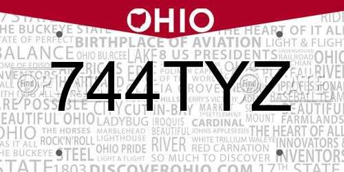 744TYZ Ohio License Plate