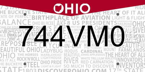 744VM0 Ohio License Plate