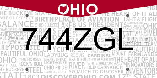 744ZGL Ohio License Plate