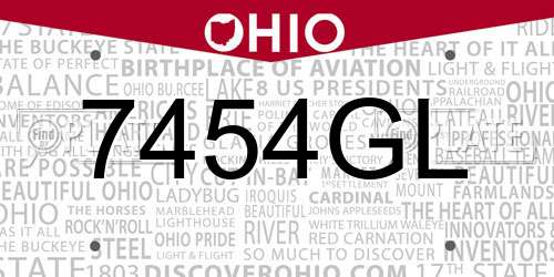 7454GL Ohio License Plate