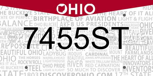 7455ST Ohio License Plate