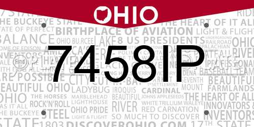 7458IP Ohio License Plate