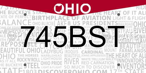 745BST Ohio License Plate