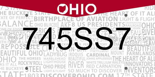 745SS7 Ohio License Plate