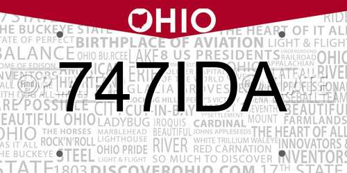 747IDA Ohio License Plate