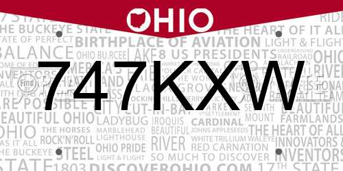 747KXW Ohio License Plate