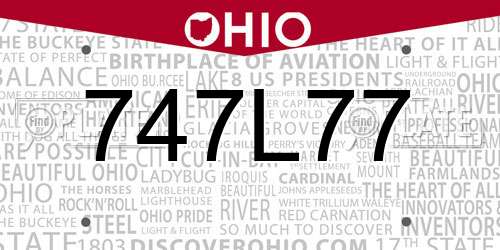 747L77 Ohio License Plate