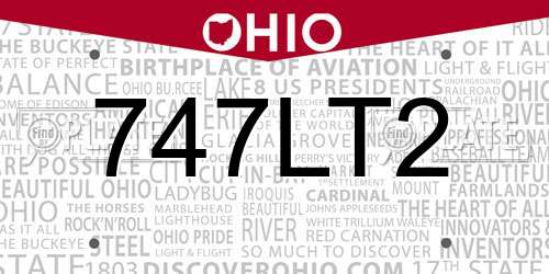 747LT2 Ohio License Plate