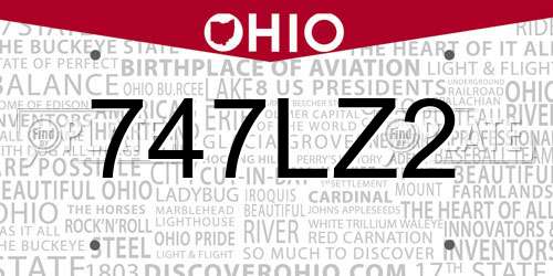 747LZ2 Ohio License Plate