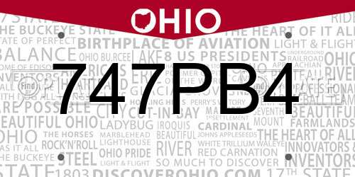 747PB4 Ohio License Plate