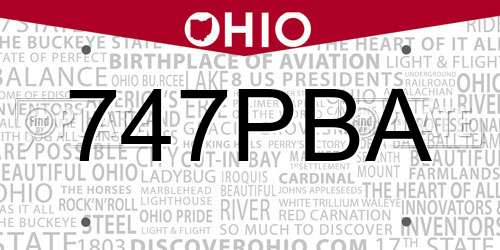 747PBA Ohio License Plate