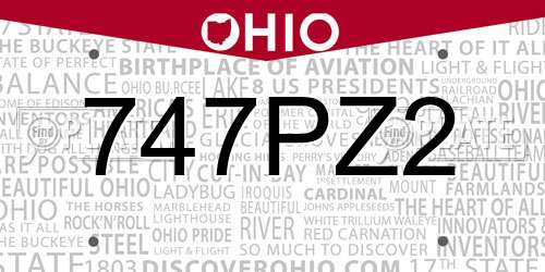 747PZ2 Ohio License Plate