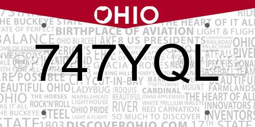 747YQL Ohio License Plate