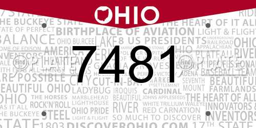 7481 Ohio License Plate
