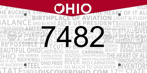 7482 Ohio License Plate