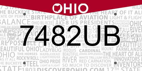 7482UB Ohio License Plate