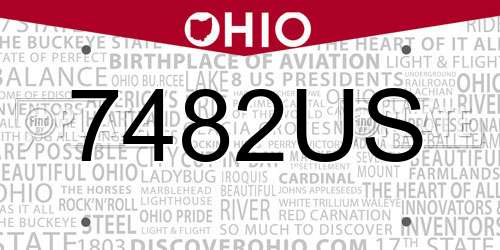 7482US Ohio License Plate