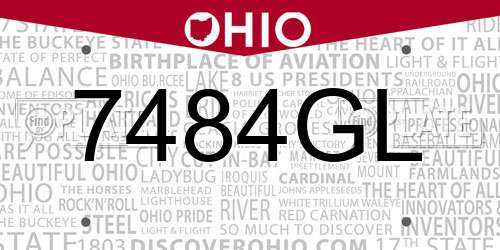 7484GL Ohio License Plate