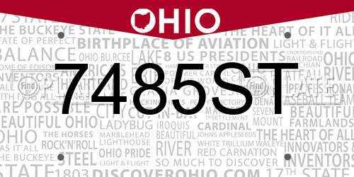 7485ST Ohio License Plate