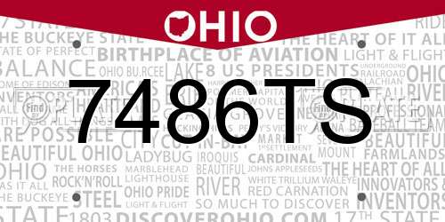 7486TS Ohio License Plate