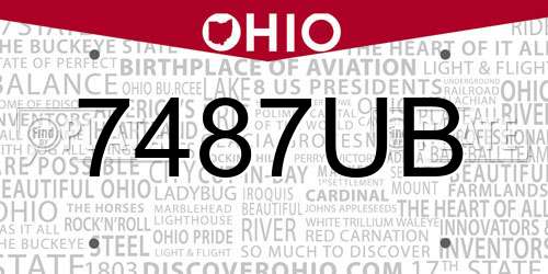 7487UB Ohio License Plate
