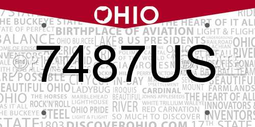 7487US Ohio License Plate
