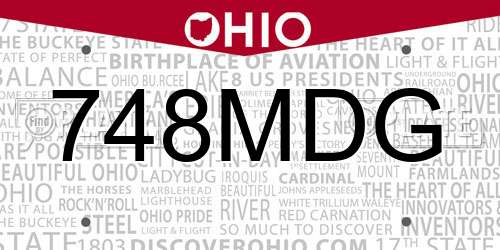 748MDG Ohio License Plate